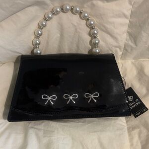 Call It Spring Black Clutch with Pearl Handle